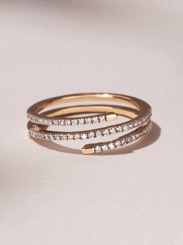 The Diamond Store White Lab Diamond Spiral Ring 0.25ct in 18k Gold Vermeil - Image 1 of 8 The Diamond Store White Lab Diamond Spiral Ring 0.25ct in 18k Gold Vermeil - Image 1 of 8