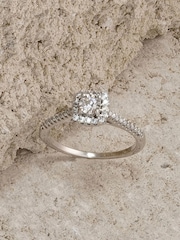 The Diamond Store White Masami Lab Diamond Halo Engagement Ring 0.25ct Pave Set in 925 Sterling Silver - Image 1 of 3