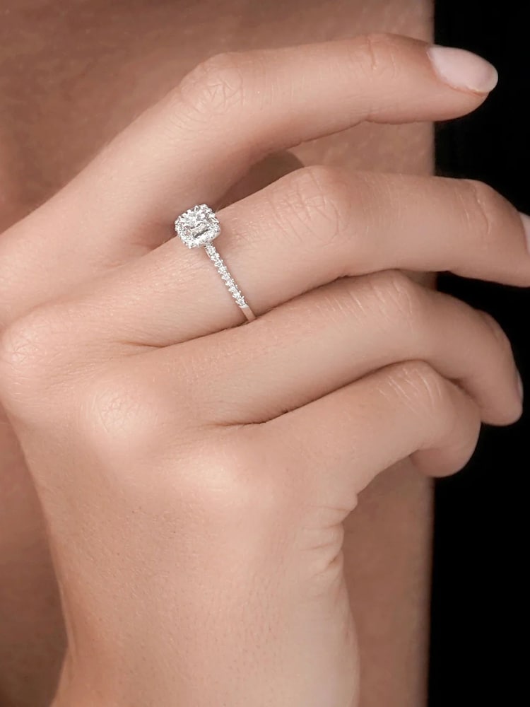The Diamond Store White Masami Lab Diamond Halo Engagement Ring 0.25ct Pave Set in 925 Sterling Silver - Image 3 of 3