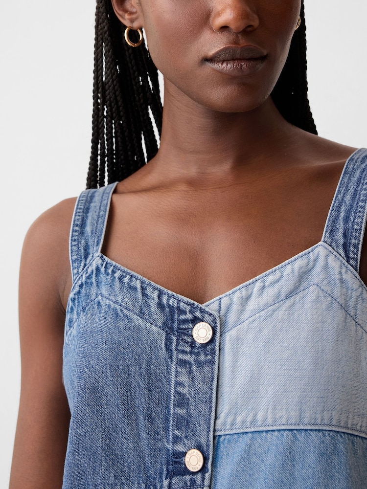 Gap Blue Patchwork Denim Mini Dress - Image 6 of 6 Gap Blue Patchwork Denim Mini Dress - Image 6 of 6