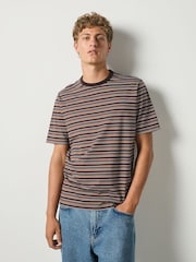 Brown N. Premium Horizontal Stripe Supima T-Shirt - Image 1 of 7