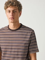 Brown N. Premium Horizontal Stripe Supima T-Shirt - Image 4 of 7