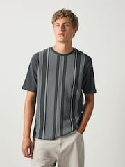 Grey Smart Vertical Stripe T-Shirt - Image 4 of 8