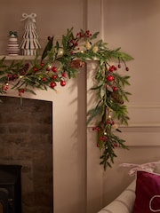 Red/Green Light Up Winter Berries Artificial Christmas Garland - Image 1 of 4