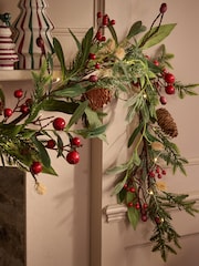 Red/Green Light Up Winter Berries Artificial Christmas Garland - Image 2 of 4