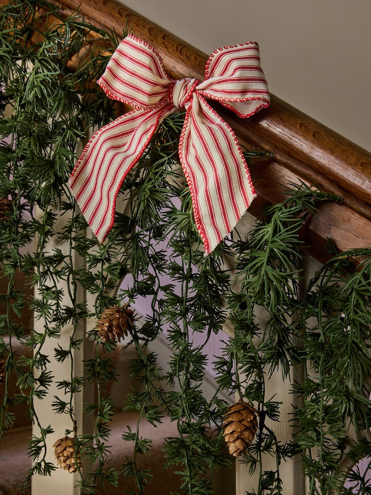 Künstliche Lärchen-Weihnachtsgirlande zum Drapieren mit Schleifen - Bild 2 von 3