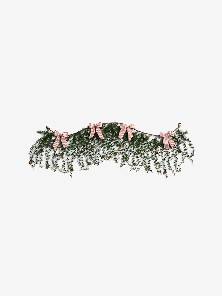 Künstliche Lärchen-Weihnachtsgirlande zum Drapieren mit Schleifen - Bild 3 von 3
