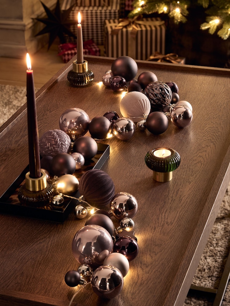 Chestnut Brown Light Up Christmas Bauble Garland - Image 1 of 3