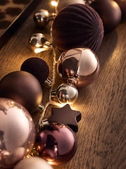 Chestnut Brown Light Up Christmas Bauble Garland - Image 2 of 3