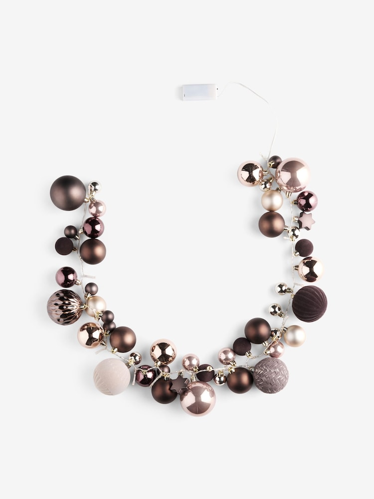 Chestnut Brown Light Up Christmas Bauble Garland - Image 3 of 3