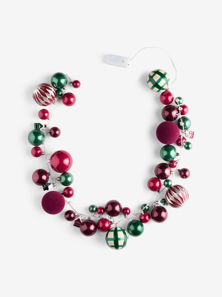 Red/Green Light Up Christmas Bauble Garland - Image 3 of 3