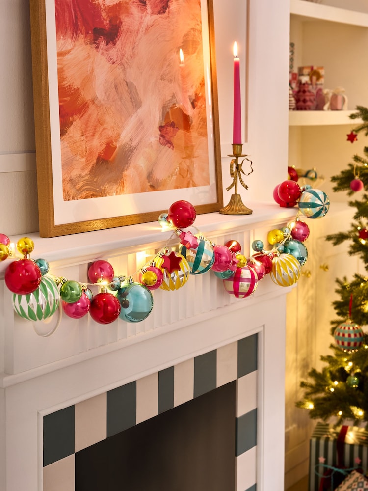 Bright Light Up Christmas Bauble Garland - Image 1 of 3