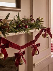 Burgundy Red Christmas Bell and Bow Garland - Image 1 of 3