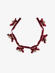Burgundy Red Christmas Bell and Bow Garland - Image 2 of 3
