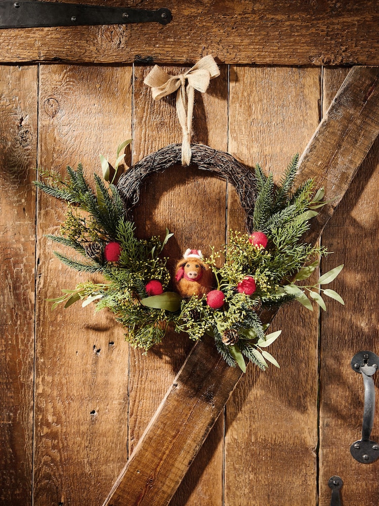 Hamish The Highland Cow Christmas Wreath - Slika 1 iz 4