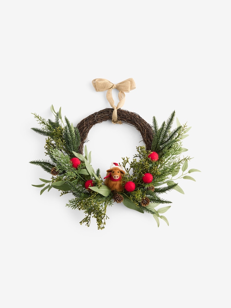 Hamish The Highland Cow Christmas Wreath - Slika 4 iz 4