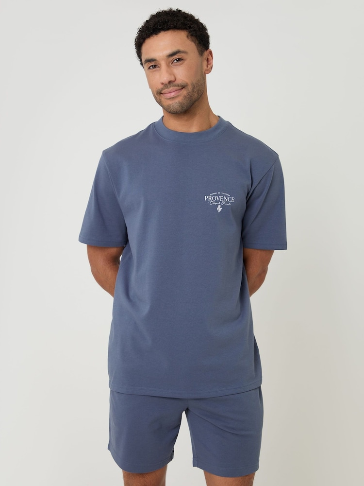 Threadbare Relaxed Fit Graphic Top & Shorts Lounge Set - 圖片 1/4