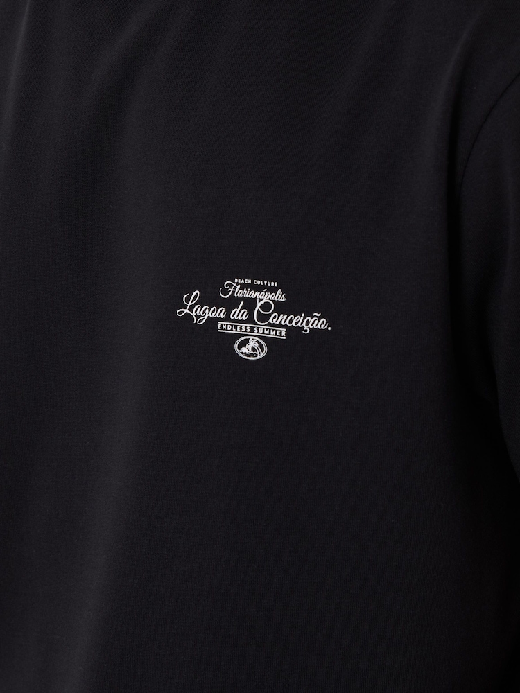 Threadbare Black Relaxed Fit Graphic Top & Shorts Lounge Set - Image 4 of 4