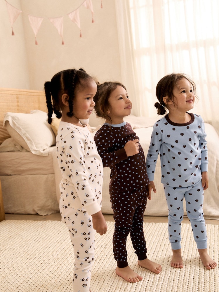 Blue/Brown Snuggle Pyjamas 3 Pack (9mths-12yrs) - Image 1 of 11