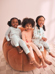 Ecru/Peach Snuggle Pyjamas 3 Pack (9mths-12yrs) - Image 1 of 12