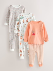 Ecru/Peach Snuggle Pyjamas 3 Pack (9mths-12yrs) - Image 2 of 12