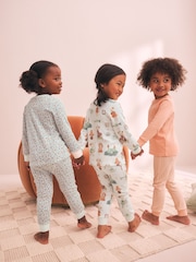 Ecru/Peach Snuggle Pyjamas 3 Pack (9mths-12yrs) - Image 3 of 12