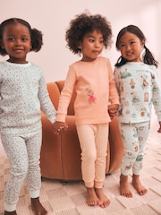 Ecru/Peach Snuggle Pyjamas 3 Pack (9mths-12yrs) - Image 4 of 12