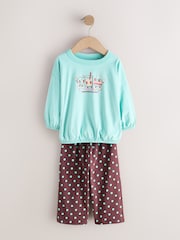 Pink/ Brown Graphic Top Wide Leg Pyjamas 3 Pack (9mths-10yrs) - Image 9 of 12