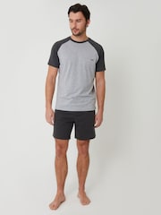 Grau meliert - Threadbare Raglan-Kurzarm-Top & Shorts-Lounge-Set - Bild 3 von 4