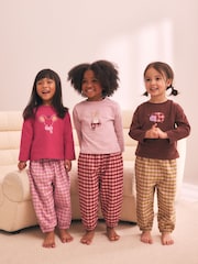 Pink/Green Woven Jogger Pyjamas 3 Pack (9mths-12yrs) - Image 1 of 5