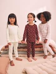 Pink/Brown Ditsy Print Snuggle Pyjamas 3 Pack (9mths-12yrs) - Image 1 of 11