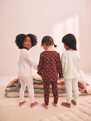 Pink/Brown Ditsy Print Snuggle Pyjamas 3 Pack (9mths-12yrs) - Image 2 of 11