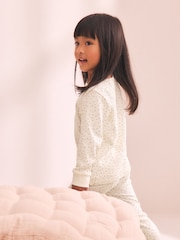 Pink/Brown Ditsy Print Snuggle Pyjamas 3 Pack (9mths-12yrs) - Image 3 of 11