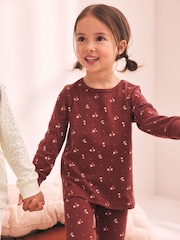 Pink/Brown Ditsy Print Snuggle Pyjamas 3 Pack (9mths-12yrs) - Image 4 of 11
