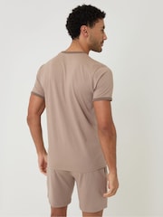 Threadbare Brown Contrast Binding Short Lounge Set - Image 2 of 4