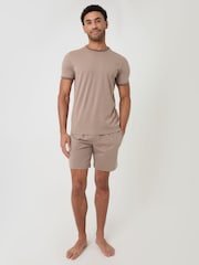 Threadbare Brown Contrast Binding Short Lounge Set - Image 3 of 4