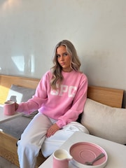 Gym + Coffee Pink Knit Crew Sweatshirt - Image 1 of 6