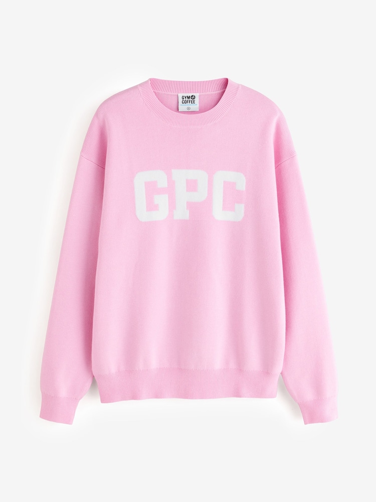 Gym + Coffee Pink Knit Crew Sweatshirt - Image 6 of 6 Gym + Coffee Pink Knit Crew Sweatshirt - Image 6 of 6