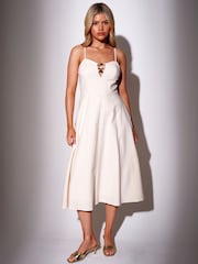 South Beach White Bead Detail Sleeveless A Line Dress - Image 1 of 5