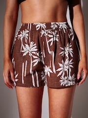 South Beach Brown Palm Tree Printed Beach Shorts - Image 4 of 5