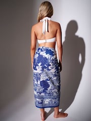 South Beach Blue Leopard Safari Printed Dobby Cotton Sarong - Image 2 of 4