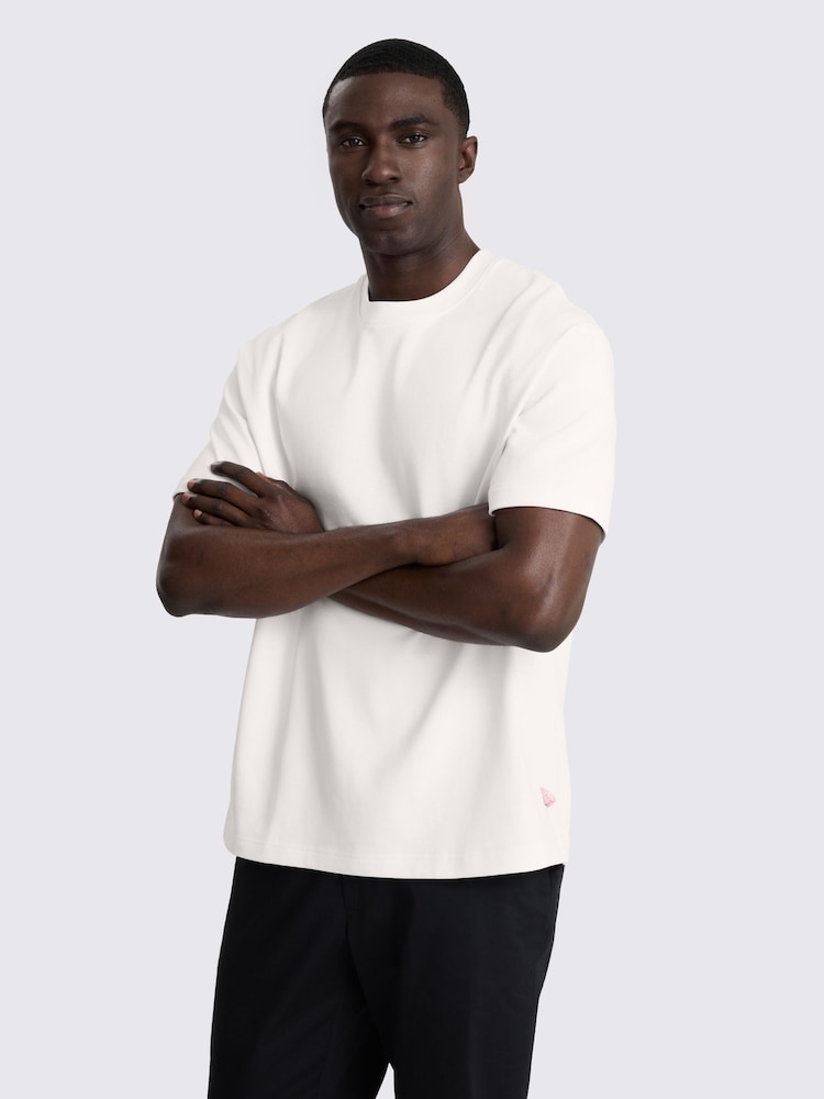 MOSS White Heavy Weight Poppy Detail T-Shirt - Image 1 of 4