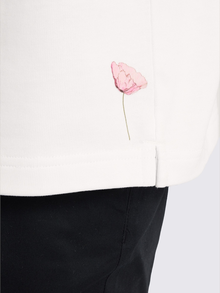 MOSS White Heavy Weight Poppy Detail T-Shirt - Image 2 of 4