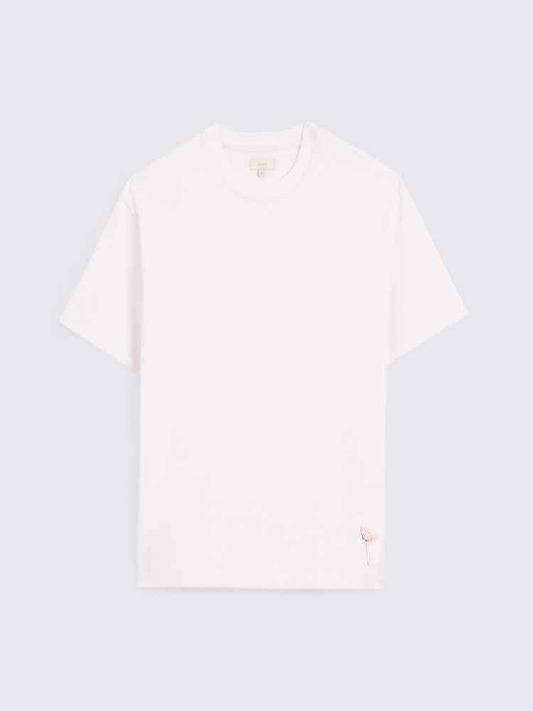 MOSS White Heavy Weight Poppy Detail T-Shirt - Image 4 of 4
