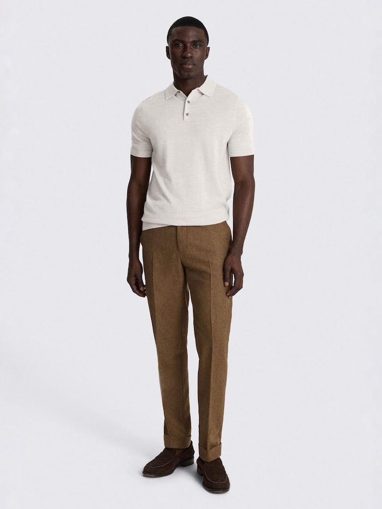 MOSS Natural Merino Knitted Polo Shirt - Image 2 of 3