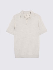 MOSS Natural Merino Knitted Polo Shirt - Image 3 of 3