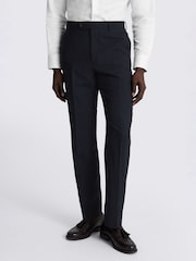 MOSS Blue Regular Fit Puppytooth Suit Trousers - Image 1 of 3