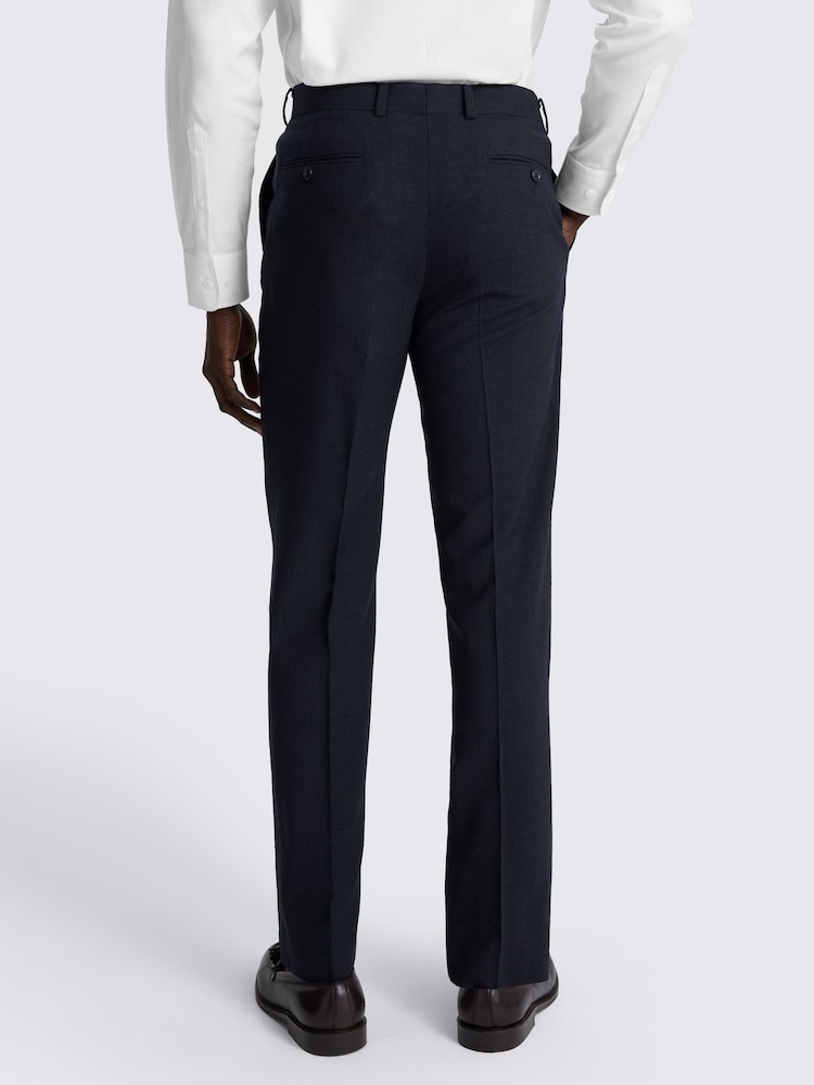 MOSS Blue Regular Fit Puppytooth Suit Trousers - Image 2 of 3