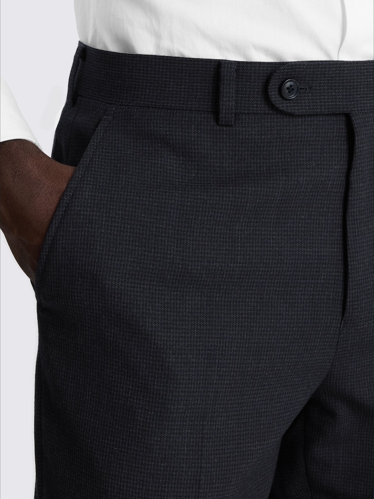 MOSS Blue Regular Fit Puppytooth Suit Trousers - Image 3 of 3