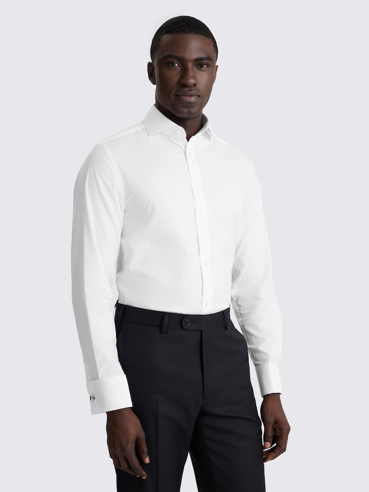 MOSS White Tailored Fit Dobby Stretch Shirt - Image 1 of 3